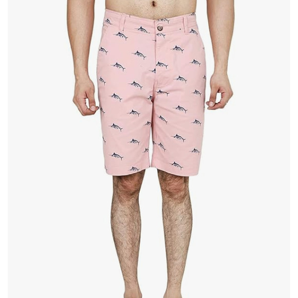 Men's Pink SWORDFISH Chino Shorts - Hudson & Barrow - Size 38 - Picture 8 of 11